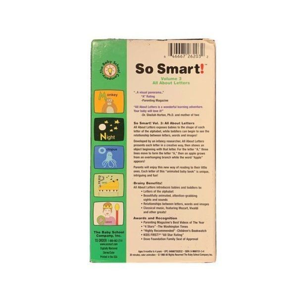 *RARE* Vintage So Smart! Learning Video For Babies 9 Months -4 Yrs VHS Vol 3 EUC - Picture 3 of 4